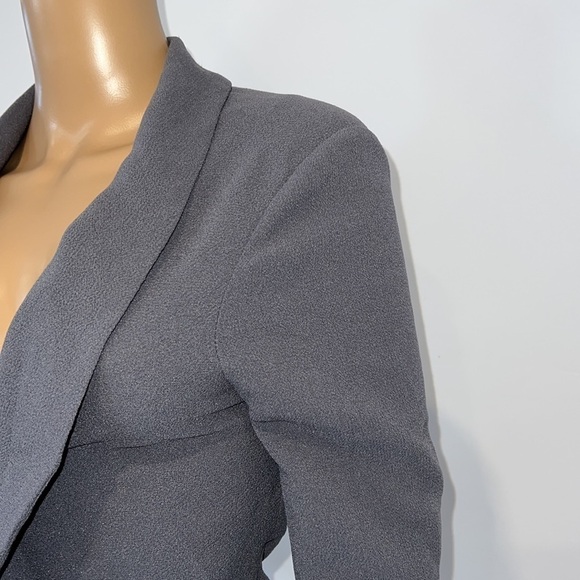 Aritzia Wilfred Grey Chevalier  Open Front Silk Blazer Jacket Coat size 4 - Picture 5 of 13